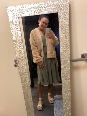 Woven Heart Cream Sherpa Cardigan